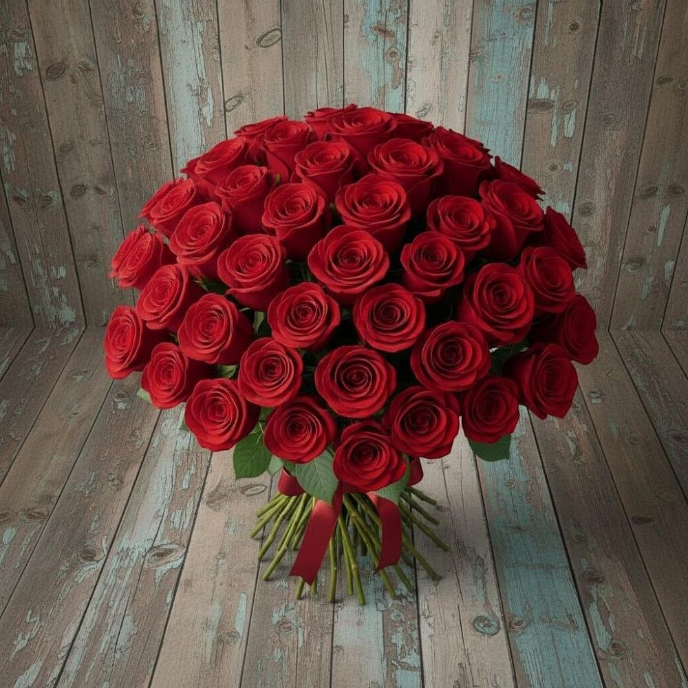Букет 55 Красных роз Фридом в Губской