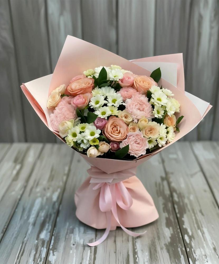 Букет цветов из: Гвоздики, Розы и Хризантемы в Губской