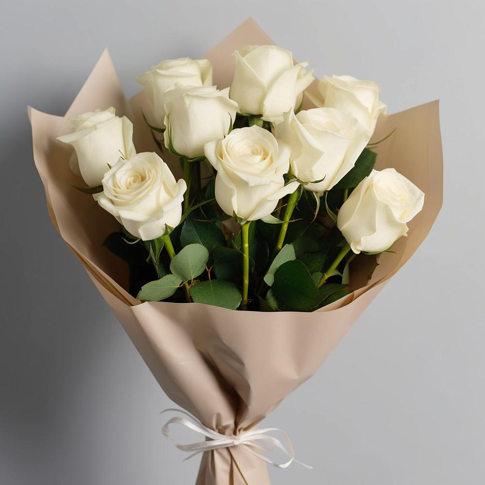 Букет 9 Белых роз Эдлесс Лав в Губской